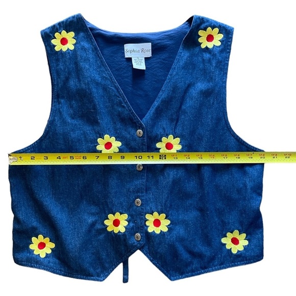 Vintage Sophia Rose Denim Daisy Embroidered Vest. Size XL - Picture 7 of 8